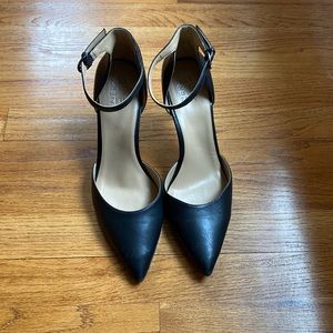 Black ankle strap pumps